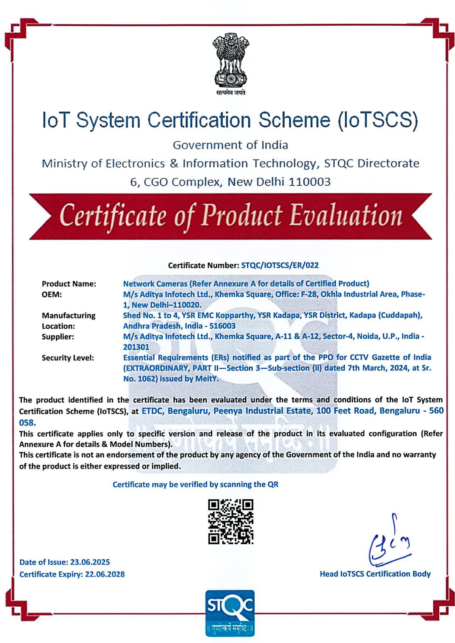IOT Authorized Certificate